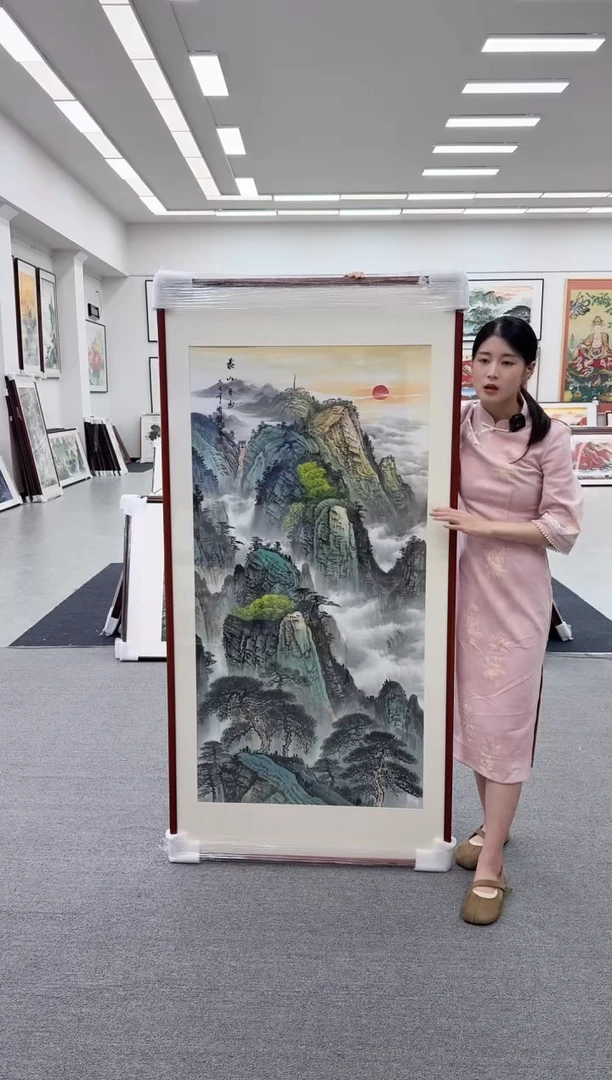 国画手绘 泰山日出 172*85