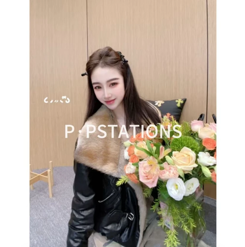 PP 2026 | 梨落春绘 秋冬暖系风牛皮油蜡青根貂轻奢羽绒皮衣8561
