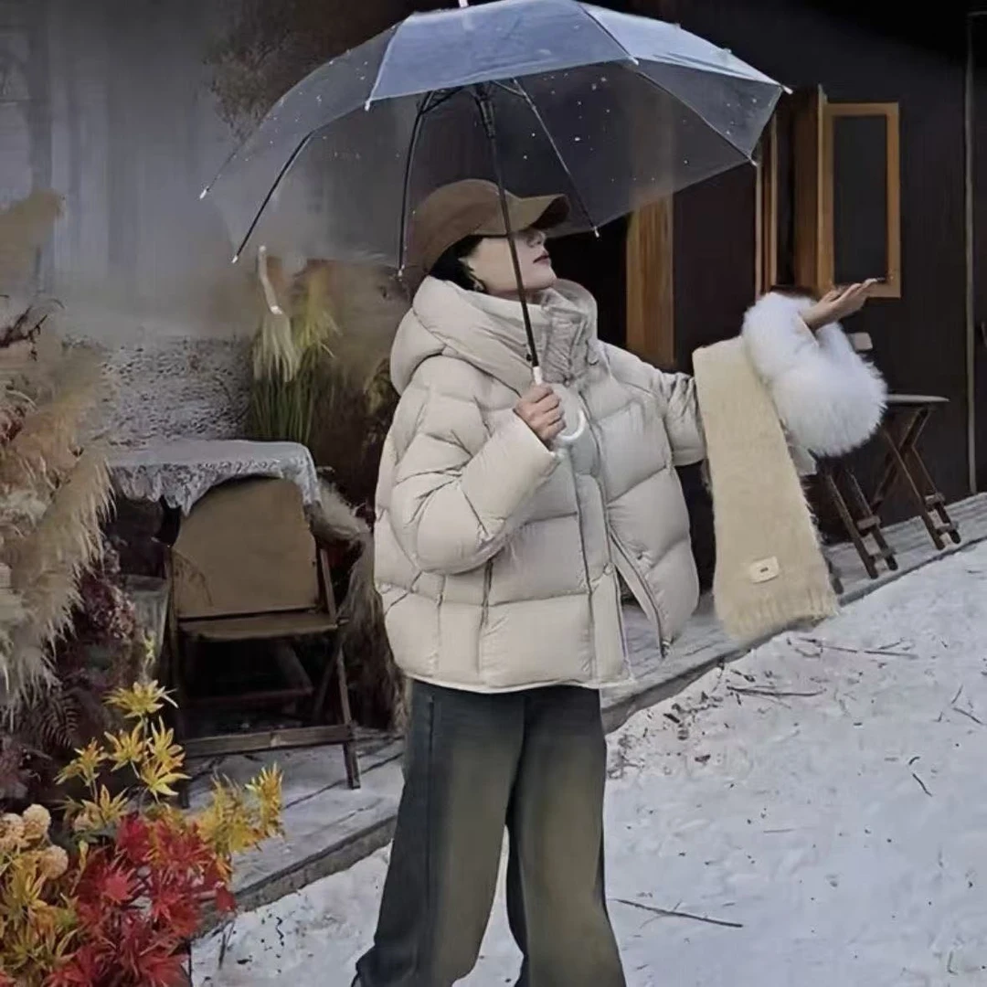 韩版云朵泡关短款百搭加厚连帽保暖时尚休闲羽绒服
