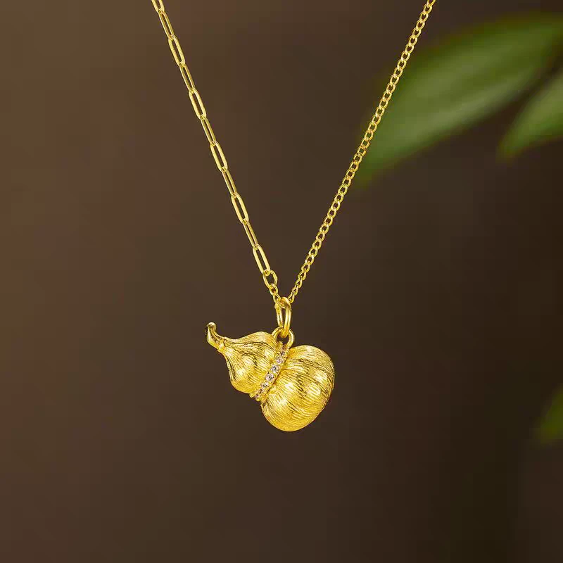 链子925银 国潮古法拉丝立体南瓜葫芦项链