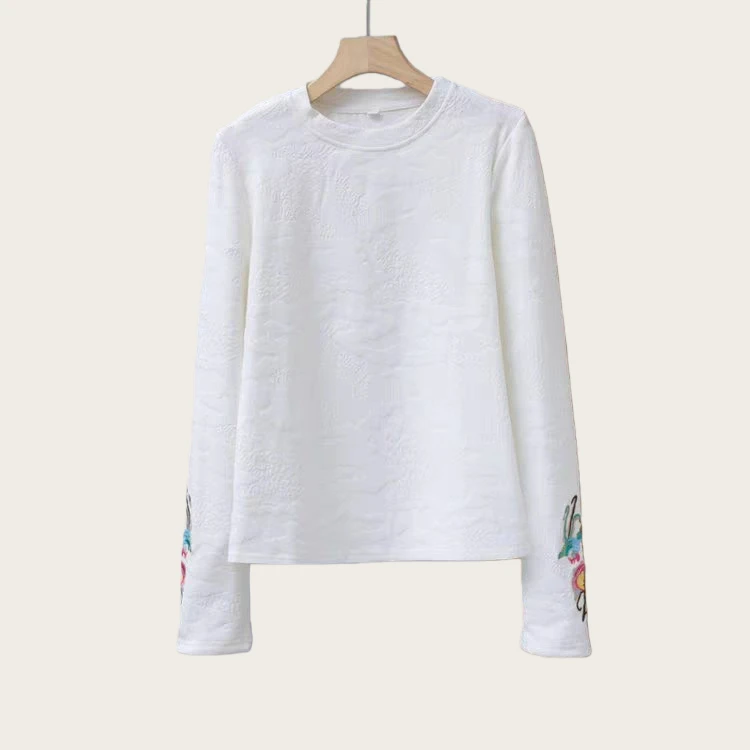 【彩凤】2025新款新中式百搭长袖复古国风刺绣新中式新中式打底衫