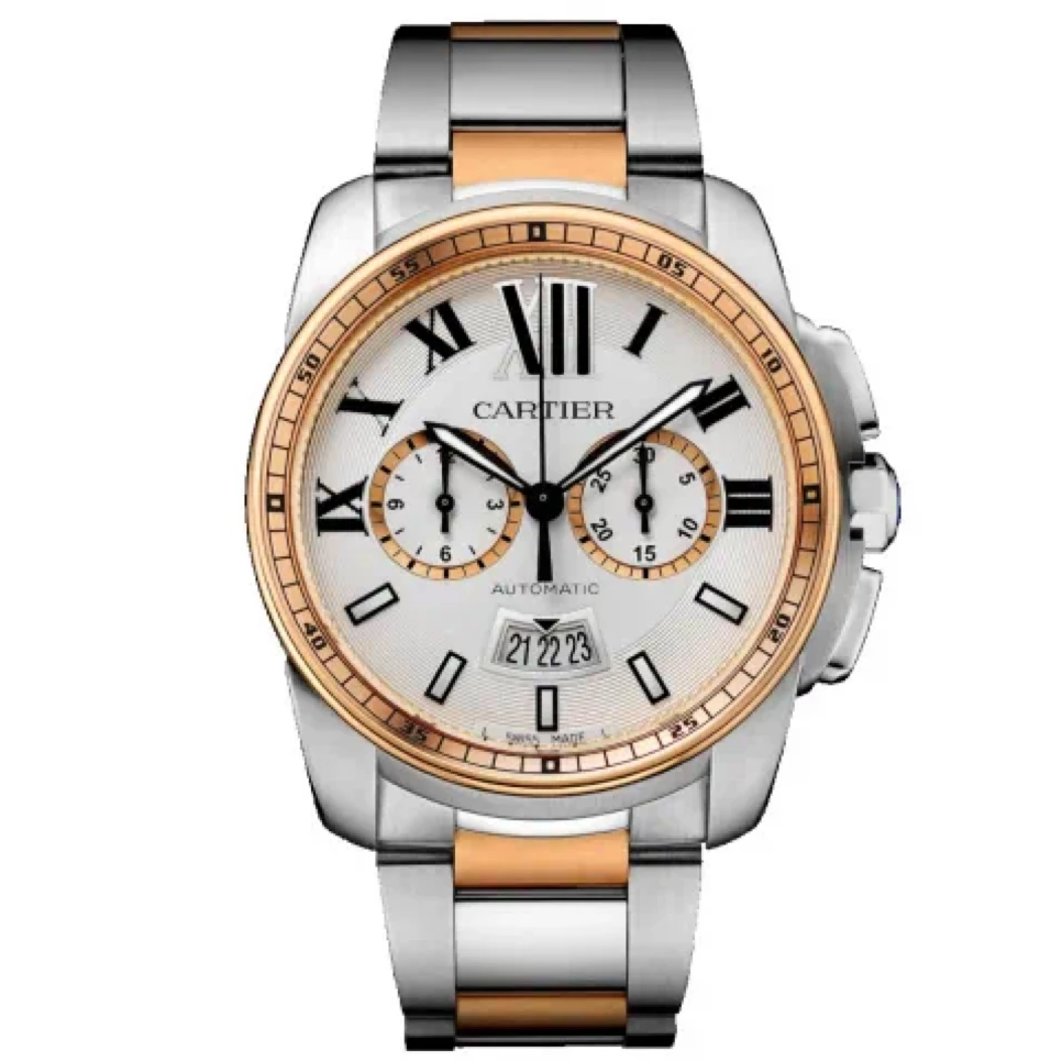 99新 Cartier/卡地亚 卡利博间金双眼计时42mm/W7100042/男款手表