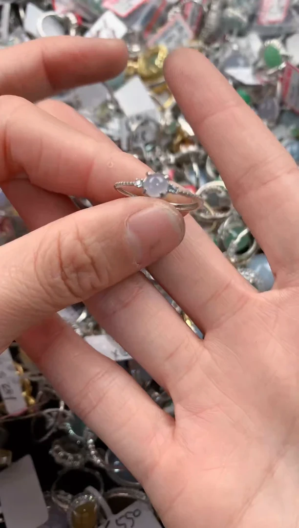 银S925镶嵌戒指翡翠666------4