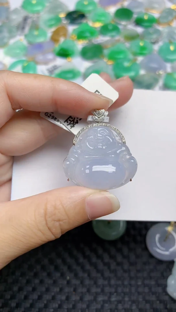 翡翠18K金镶嵌颈饰天然翡翠A货