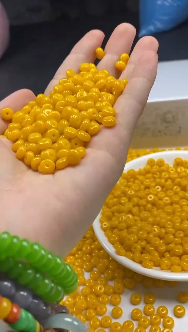 玛瑙/玉髓颈饰未镶嵌w2118鸡油黄算盘6*3mm*50颗