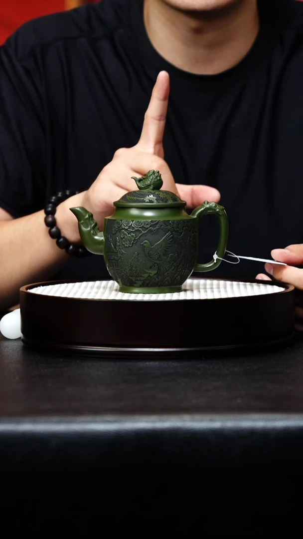 茶壶紫砂宜兴紫砂 宫灯 鱼跃龙门 绿泥 汪东升h360