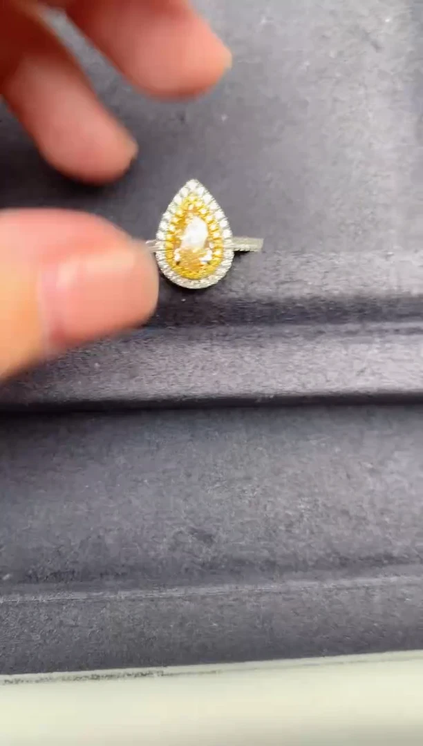 18K金镶嵌戒指/指环钻石1.5ct黄钻   定制GB