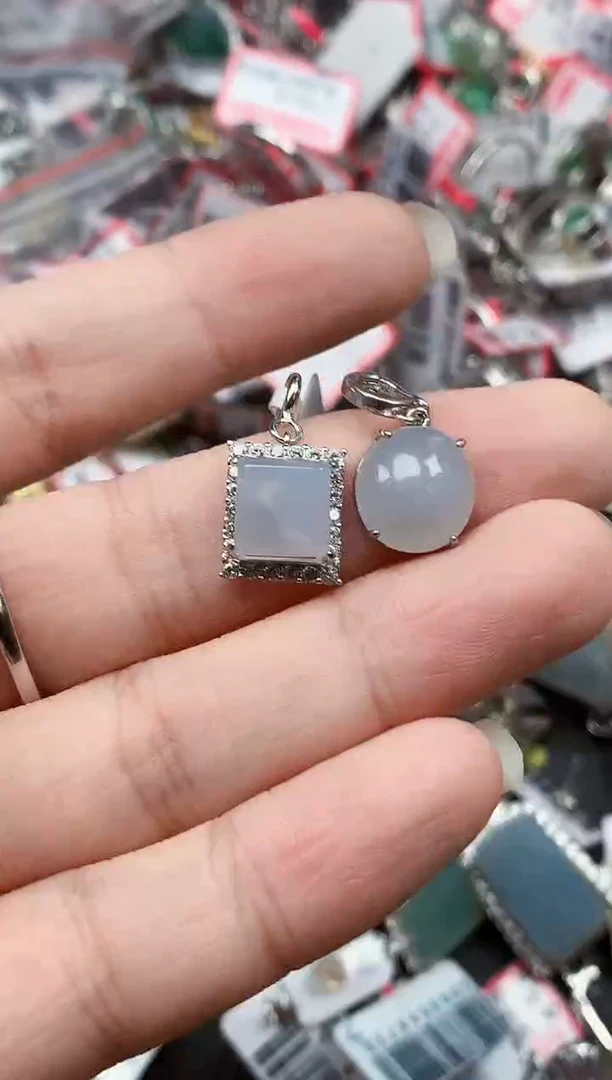 银S925镶嵌戒指翡翠天然A货缅甸翡翠