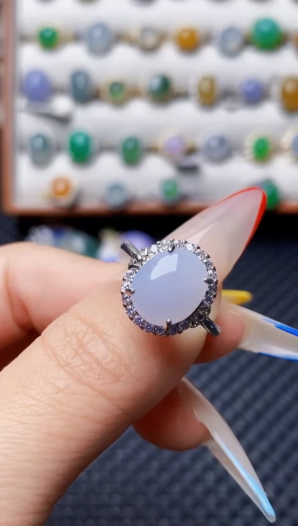 银S925镶嵌戒指翡翠6611