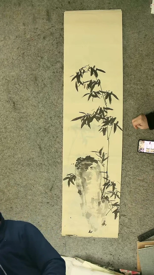 国画四尺对开  墨竹条屏 34*138cm