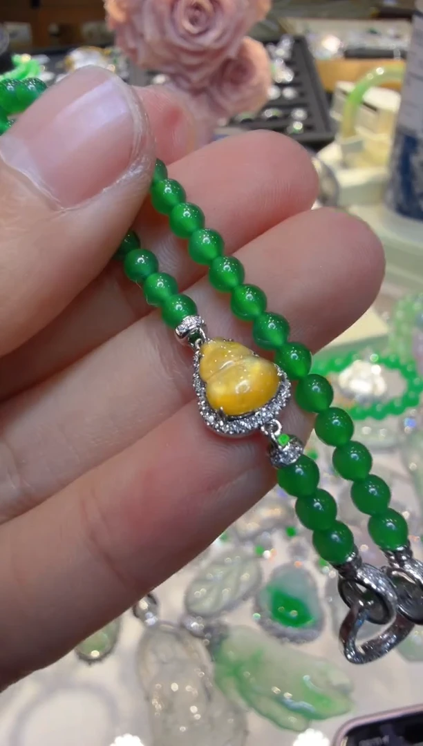 项链18K金镶嵌翡翠多样性团购发一件