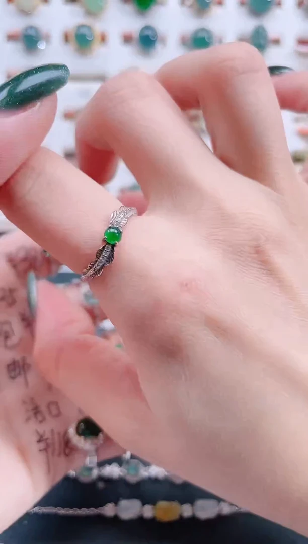 银S925镶嵌戒指翡翠天然翡翠