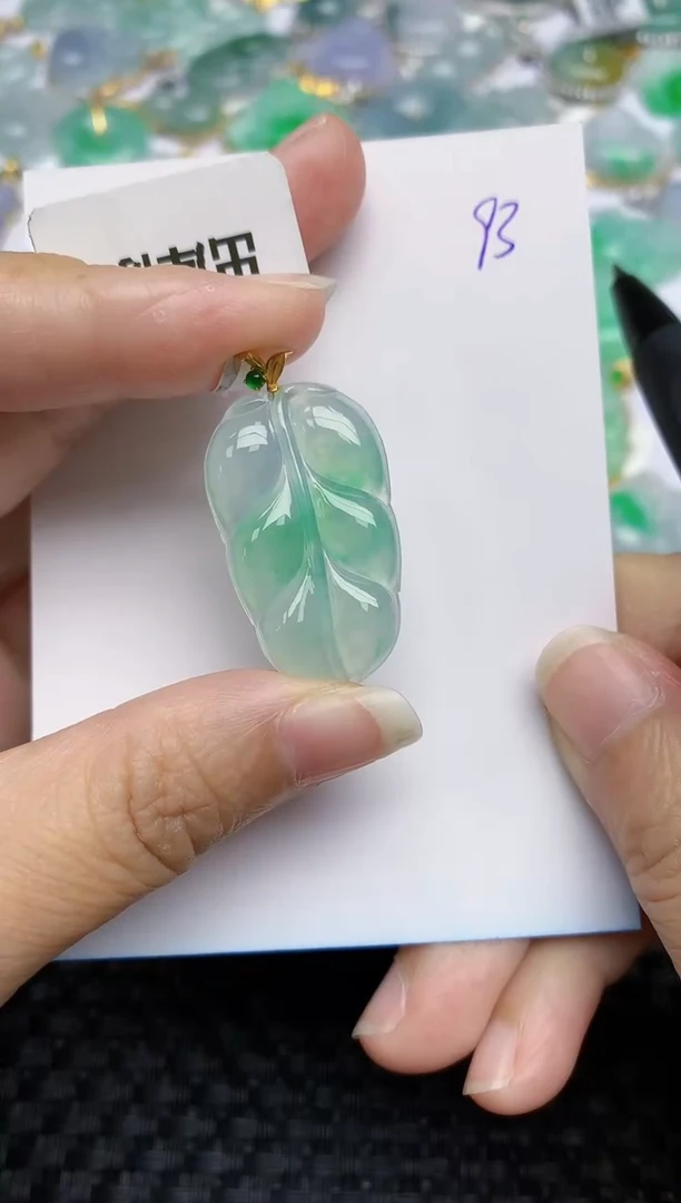 翡翠18K金镶嵌颈饰天然A货翡翠 93