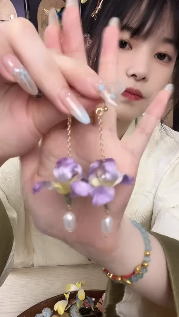 刺绣刺绣簪花蚕丝掐丝绒花发簪子手作日常穿搭古典旗袍发饰品