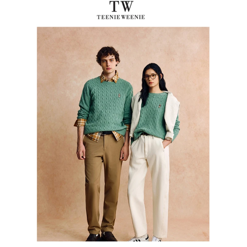 Teenie Weenie小熊男装软糯舒适绞花琥珀流光针织毛衣TNKW25EC05S