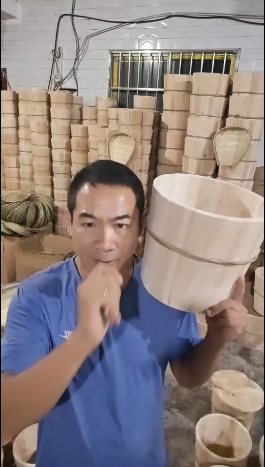 2人用竹底木盖木桶
