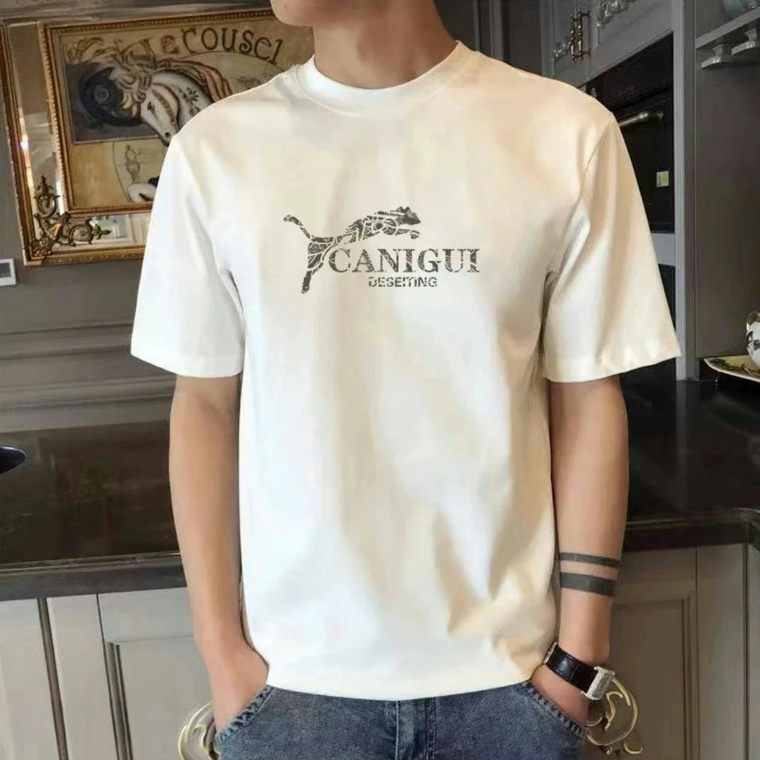 【CANIGUI】莱赛尔天丝T恤时尚休闲百搭宽松半袖简约潮流7702