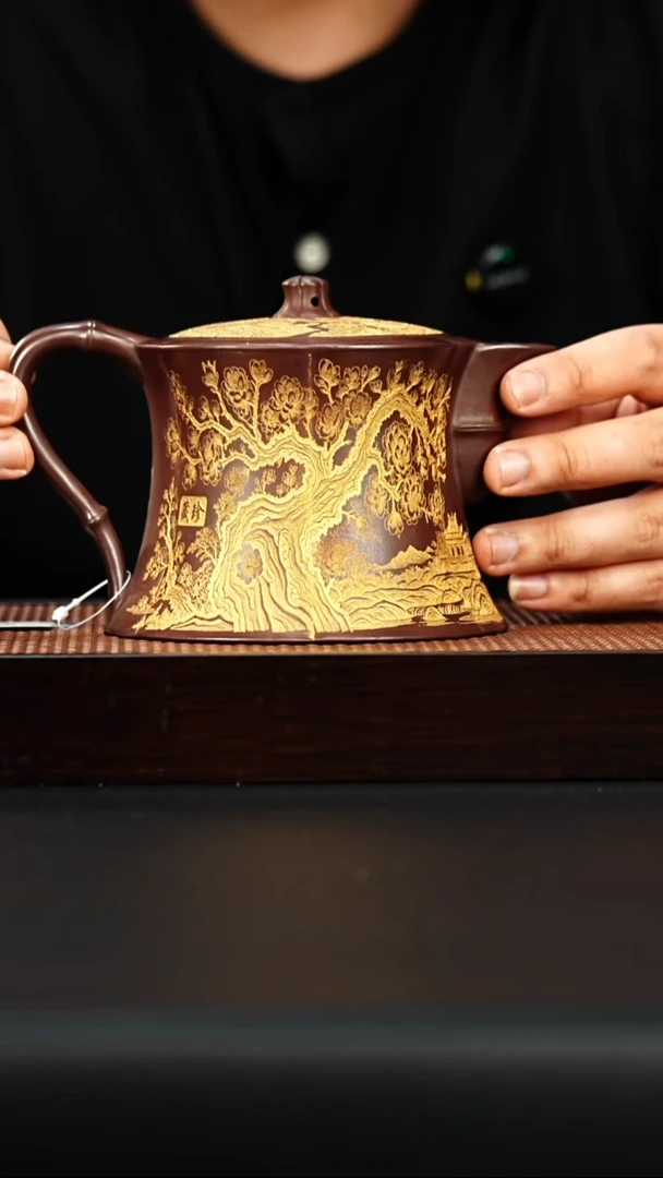 茶壶紫砂宜兴紫砂 石红 树桩