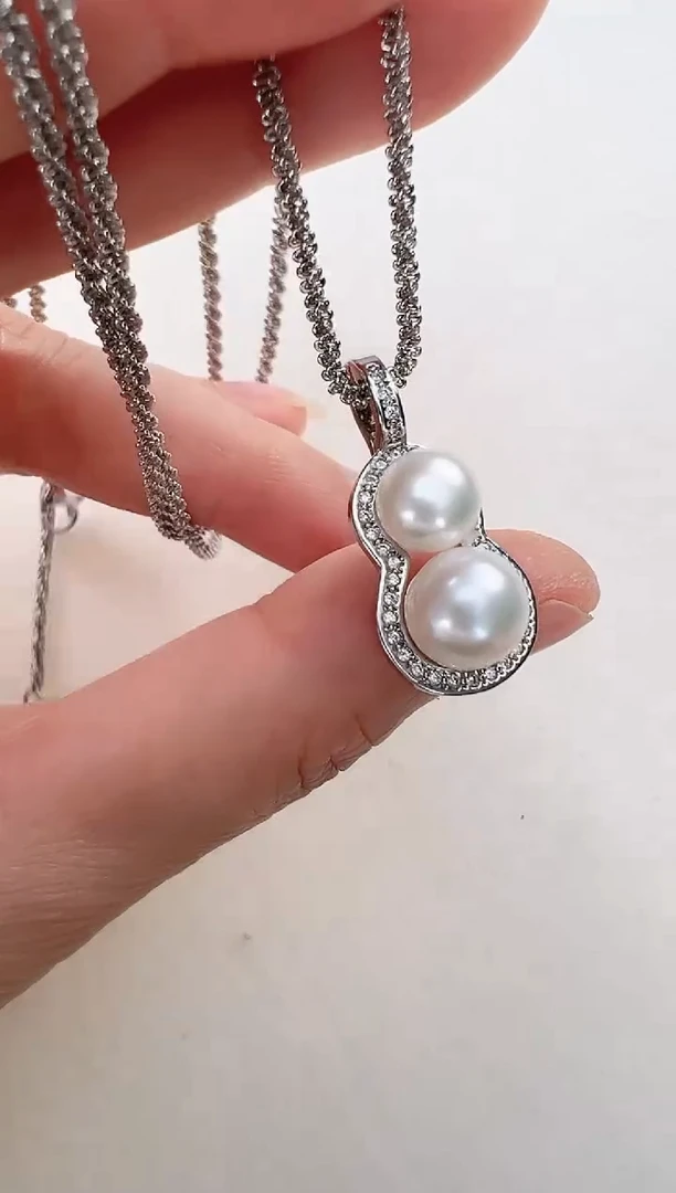 【闪购商品】淡水珍珠吊坠(赠链)合金双珠葫芦