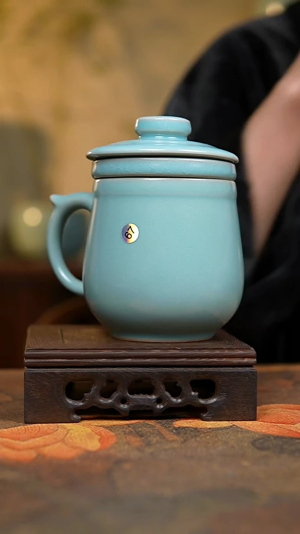 杯仿古天青办公杯三件套大瑕67