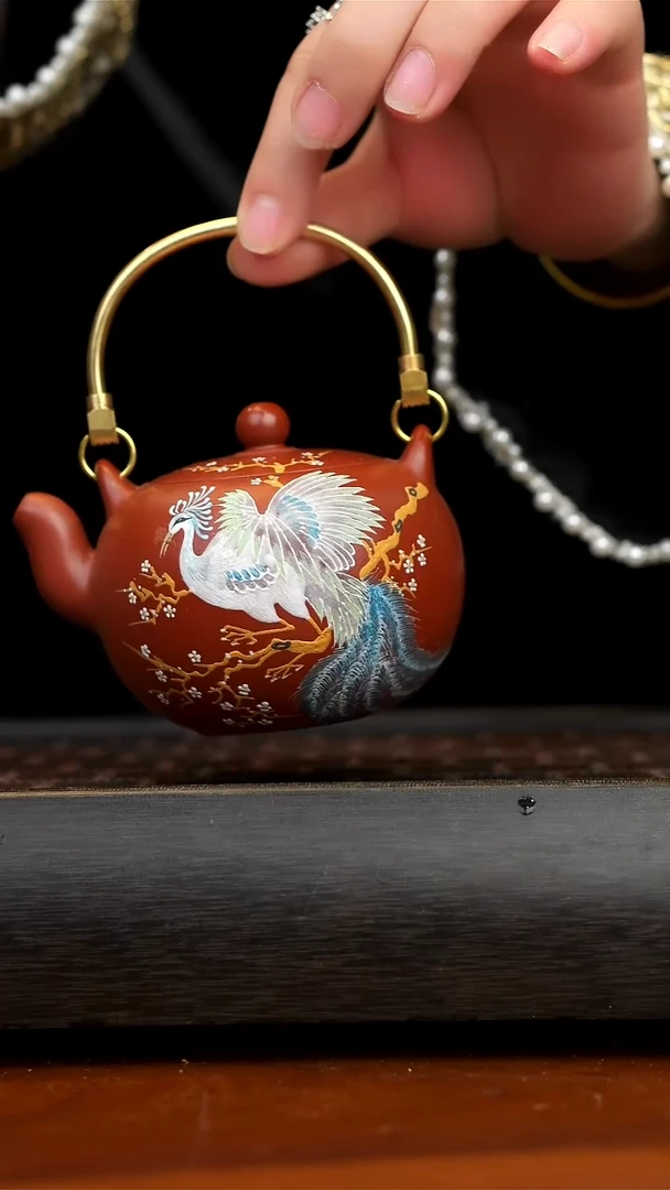 【闪购商品】紫砂茶壶大红袍一粒珠提梁壶