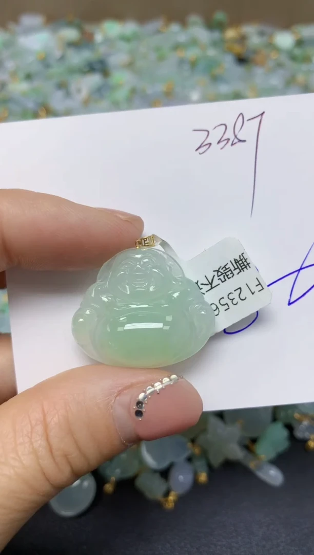 【闪购商品】翡翠挂件18K金镶嵌 天然翡翠A货