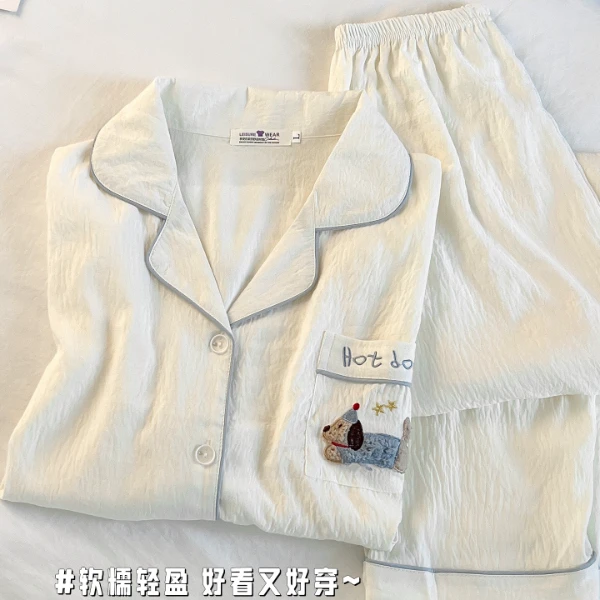 云朵棉长袖长裤睡衣女款春秋季2025新款可爱卡通腊肠狗家居服套装