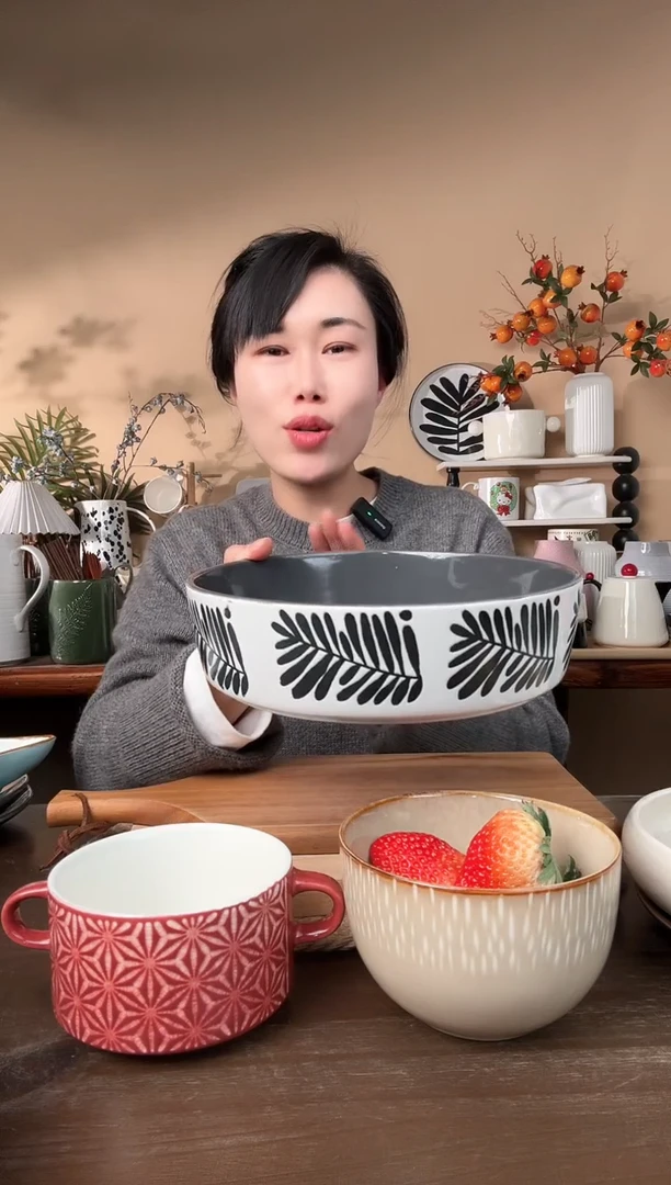 【闪购商品】瓷片8英寸黑叶汤碗大深盘微瑕