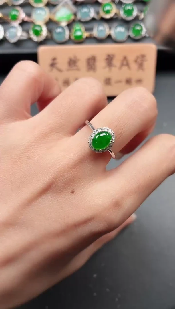 银S925镶嵌戒指翡翠11