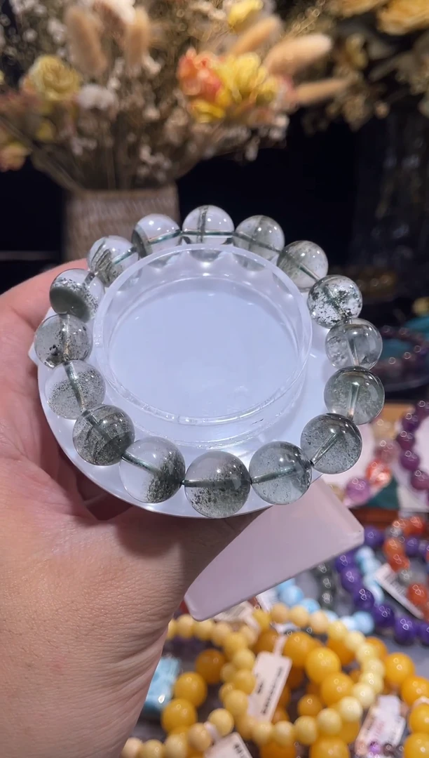 未镶嵌手串水晶千层绿幽灵单圈13m+