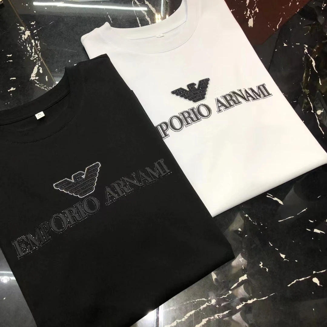 约蒂宾弗夏季休闲帅气青年T恤男装短袖烫钻圆领潮流t半袖体恤衫夏