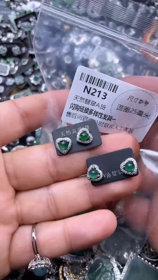 【闪购商品】翡翠颈饰未镶嵌N213耳钉 多样性发其一