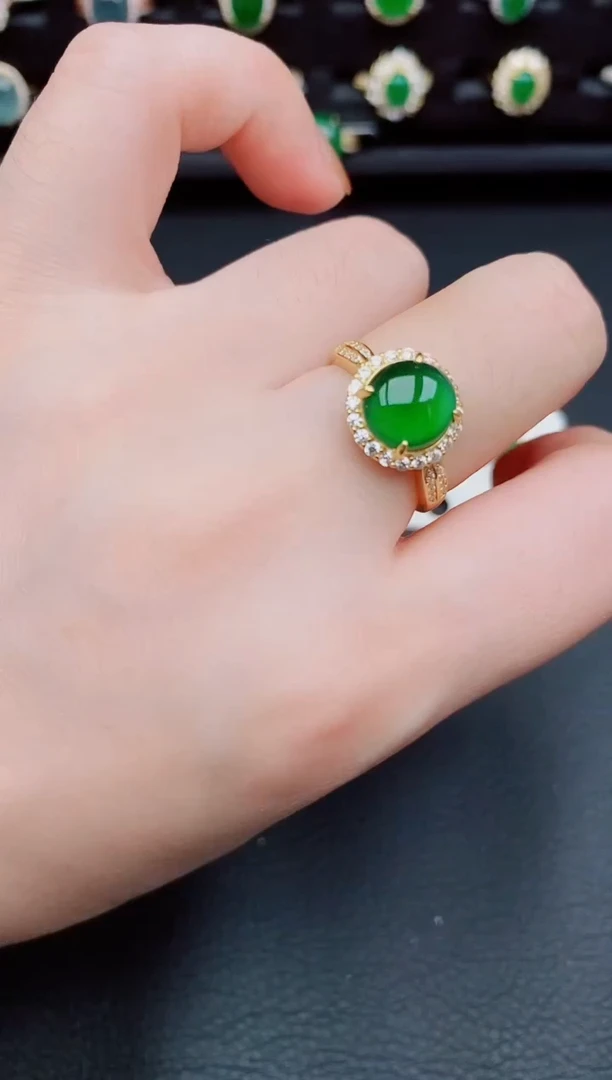 【闪购商品】翡翠戒指银S925镶嵌天然a货翡翠115