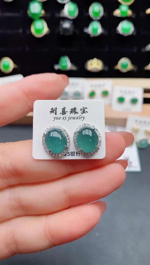 【闪购商品】翡翠耳饰银S925镶嵌50800