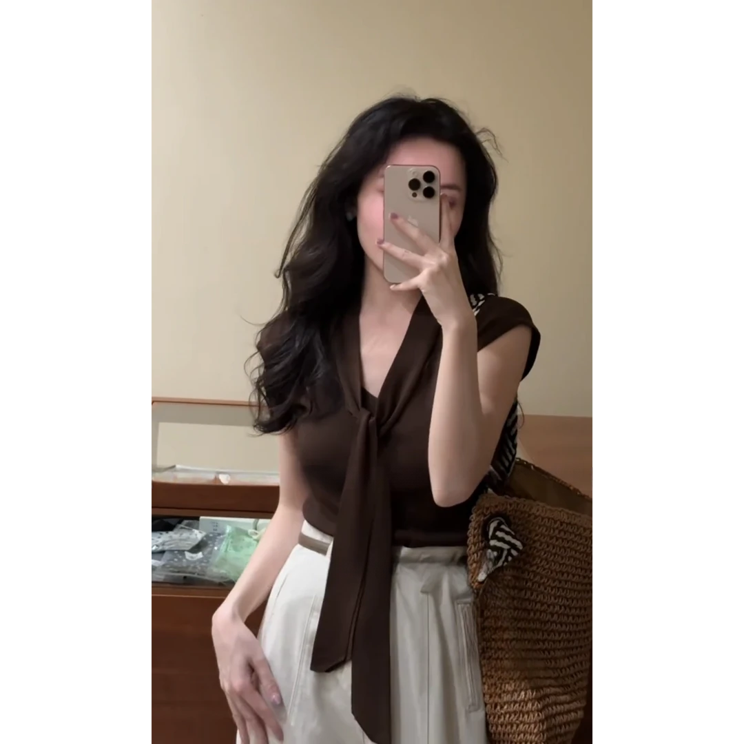 parkyeon复古老钱风海军领披肩显瘦咖色上衣休闲裤时尚通勤套装