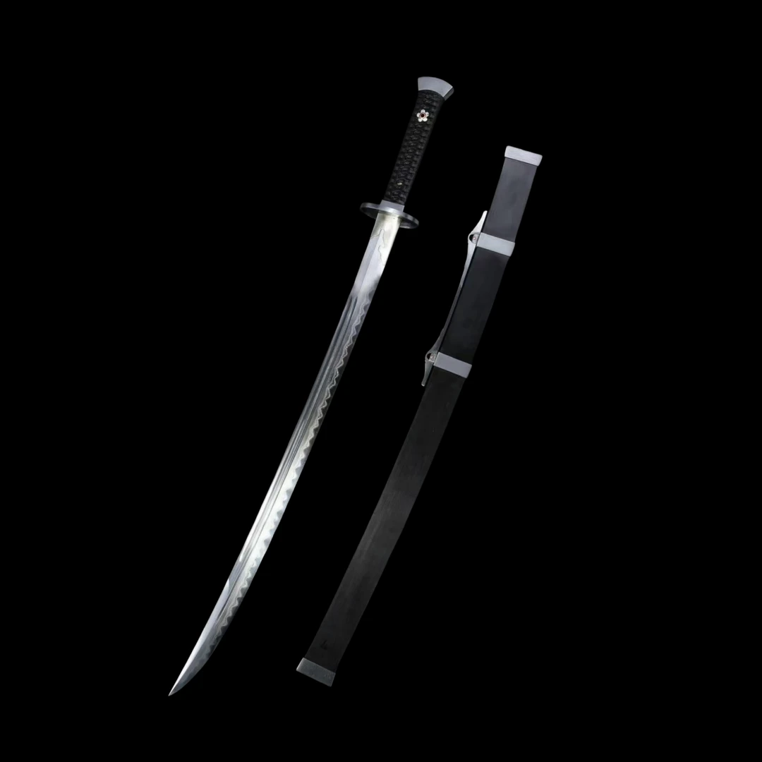 【铁装雁翎刀】紫光黑檀鞘手工编丝带特显了整把刀的精细未开刃