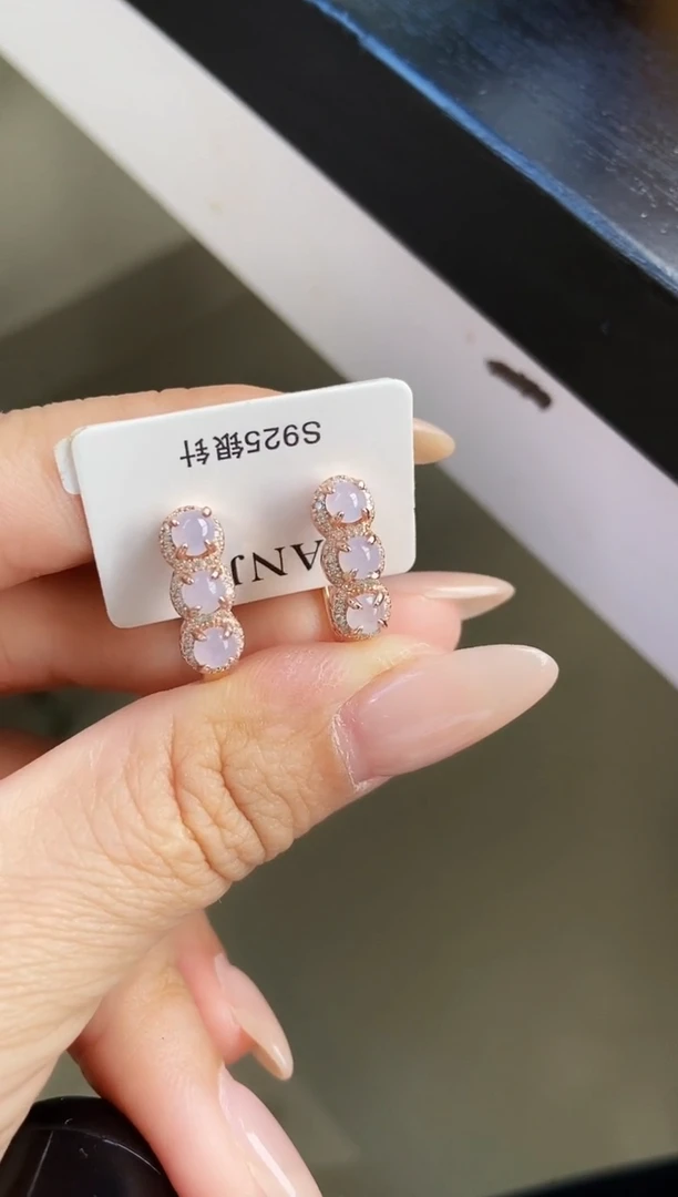 银S925镶嵌翡翠耳饰12