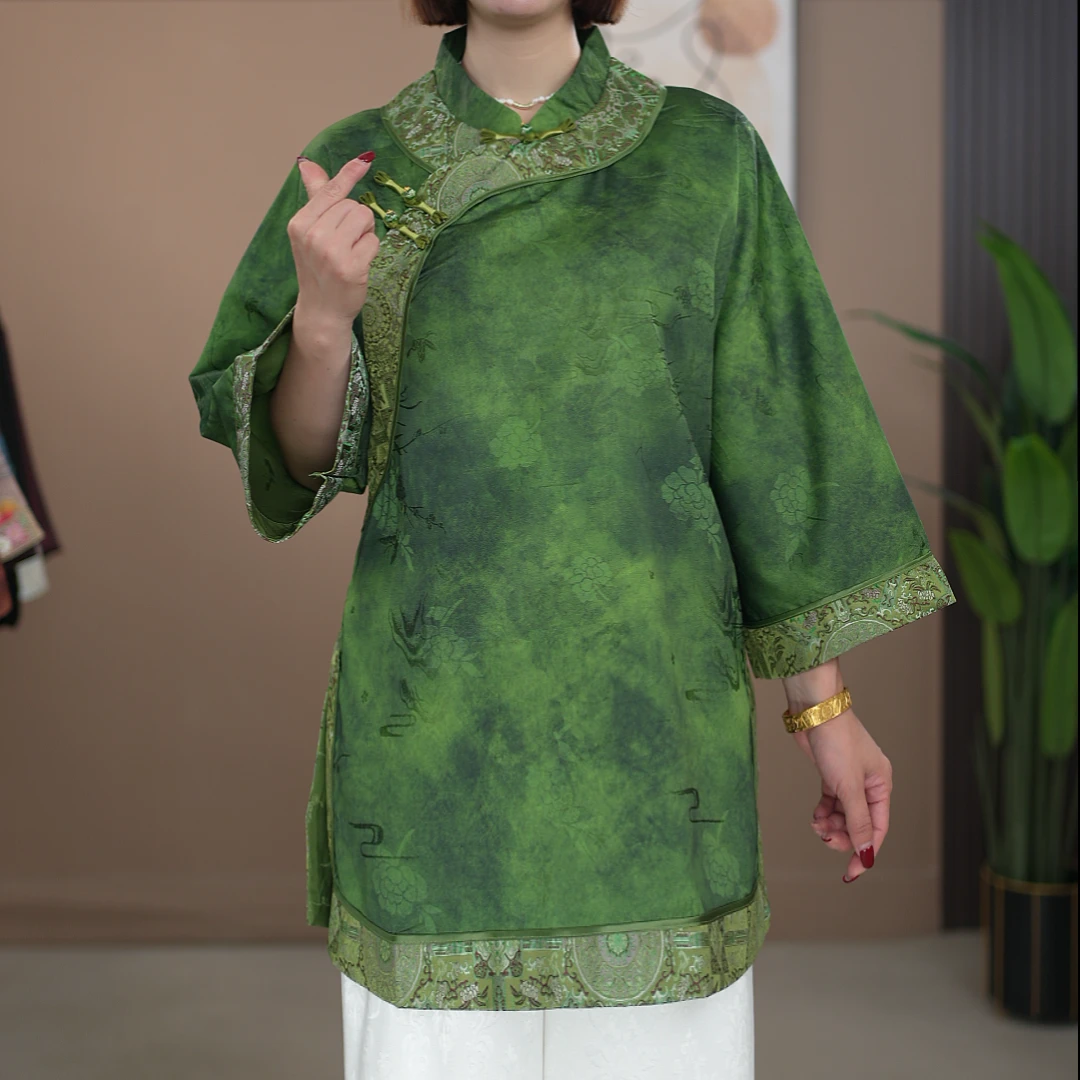 【古法手工】满分老料新中式新款刺绣九分袖上衣7982