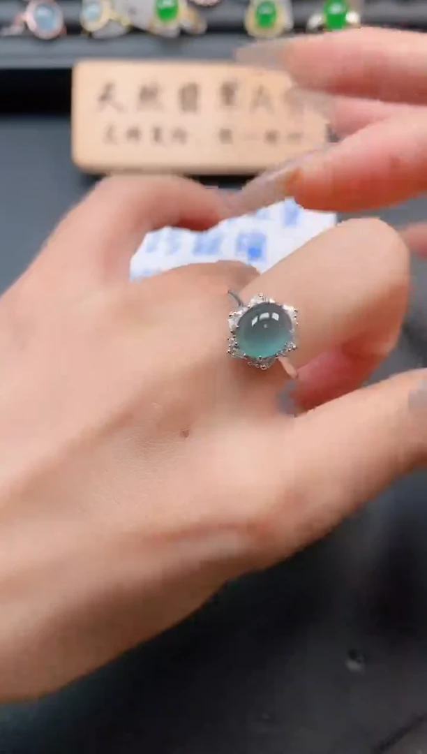 银S925镶嵌戒指翡翠1