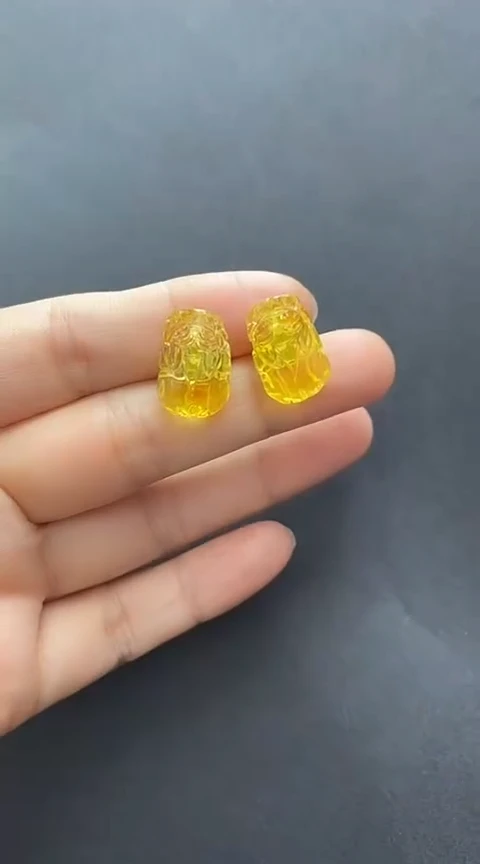 银S925镶嵌琥珀裸石琥珀耳钉