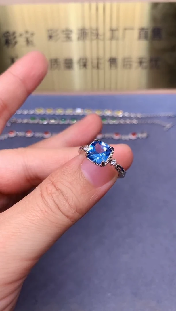 【闪购商品】海蓝宝石戒圈银S925镶嵌.........