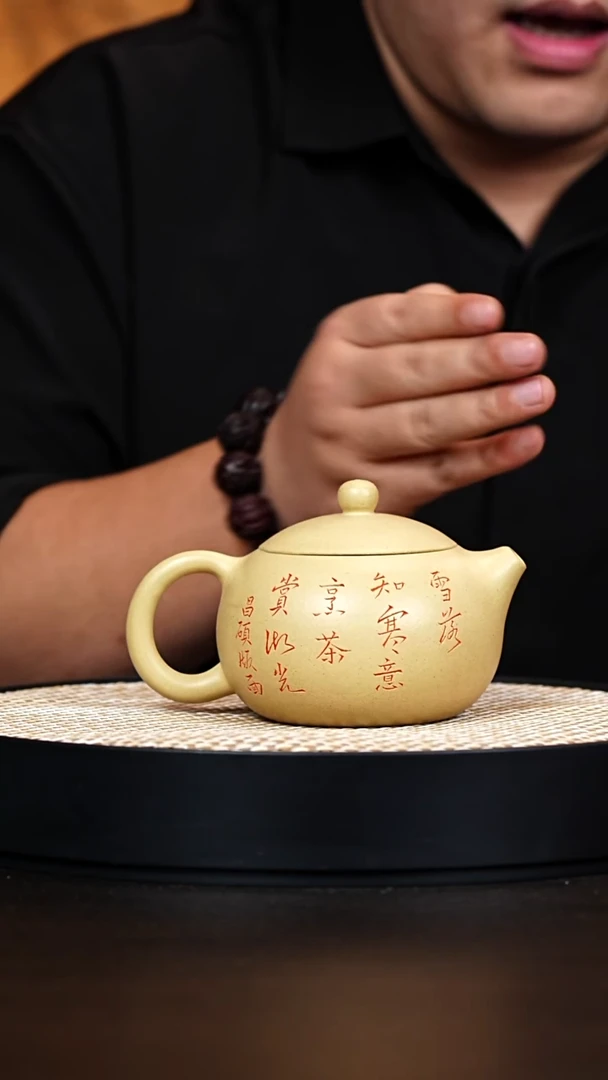 茶壶紫砂西施 梨皮泥 泥绘山水