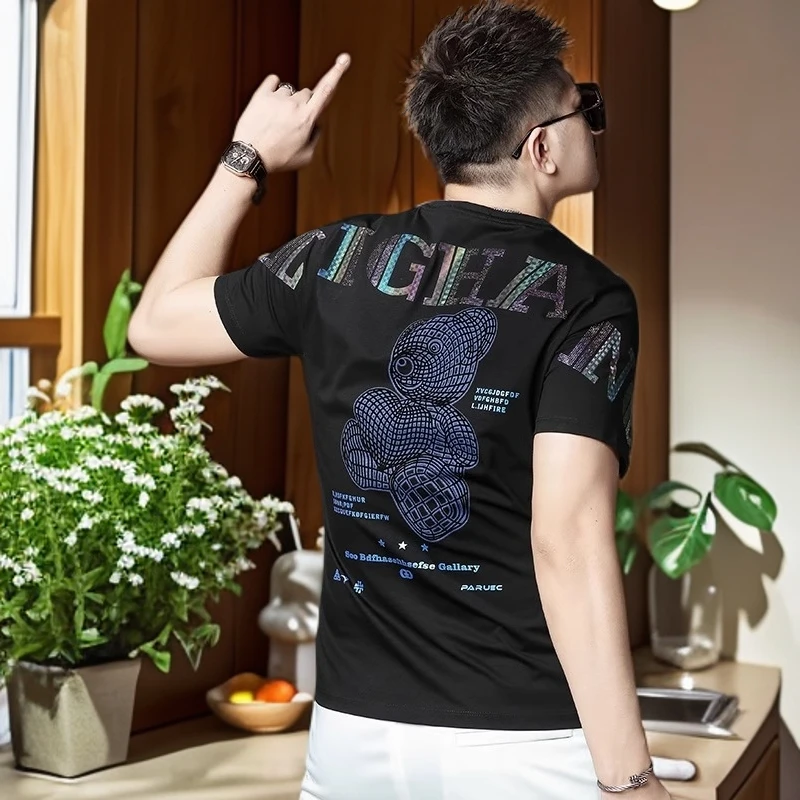 娜罗普西时尚休闲春夏季男士短袖T恤男装休闲体恤潮牌上衣男款