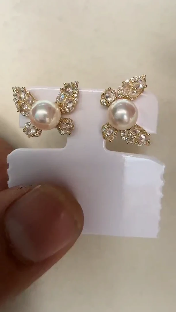 银S925镶嵌耳饰海水珍珠耳钉