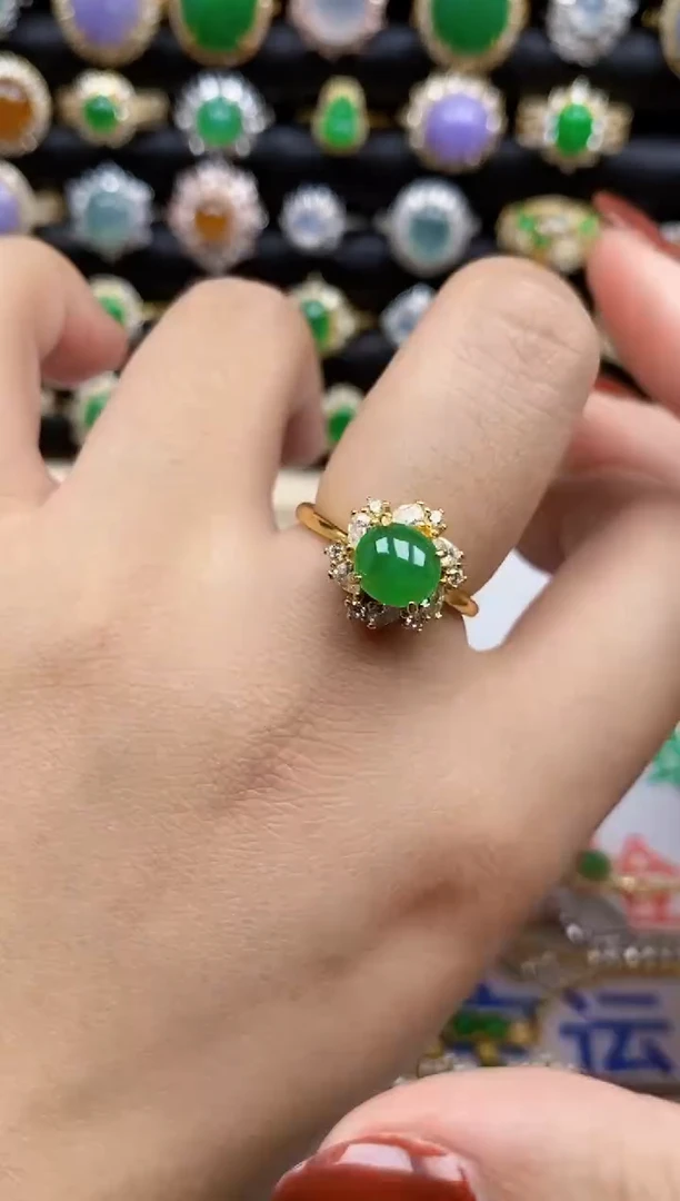 银S925镶嵌戒指翡翠4039