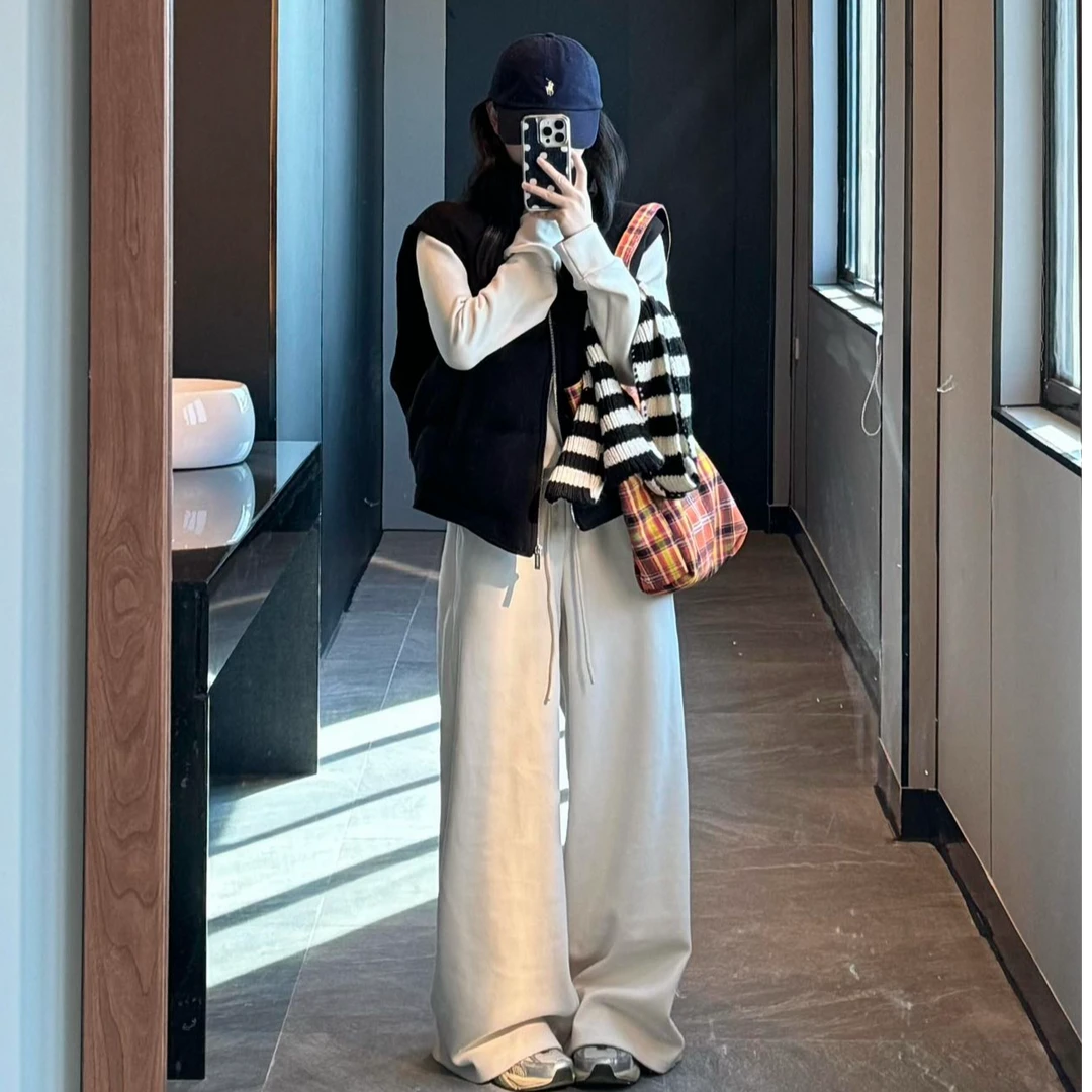 休闲通勤搭配一整套韩系穿搭叠穿马甲棉服外套上衣宽松休闲裤子女