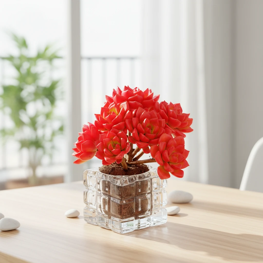 无土宝石玫瑰1颗(含白水晶花器