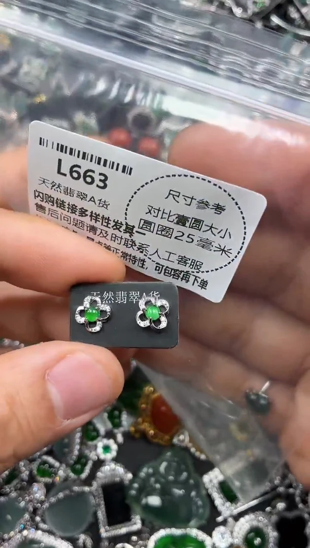 颈饰未镶嵌翡翠L663耳钉