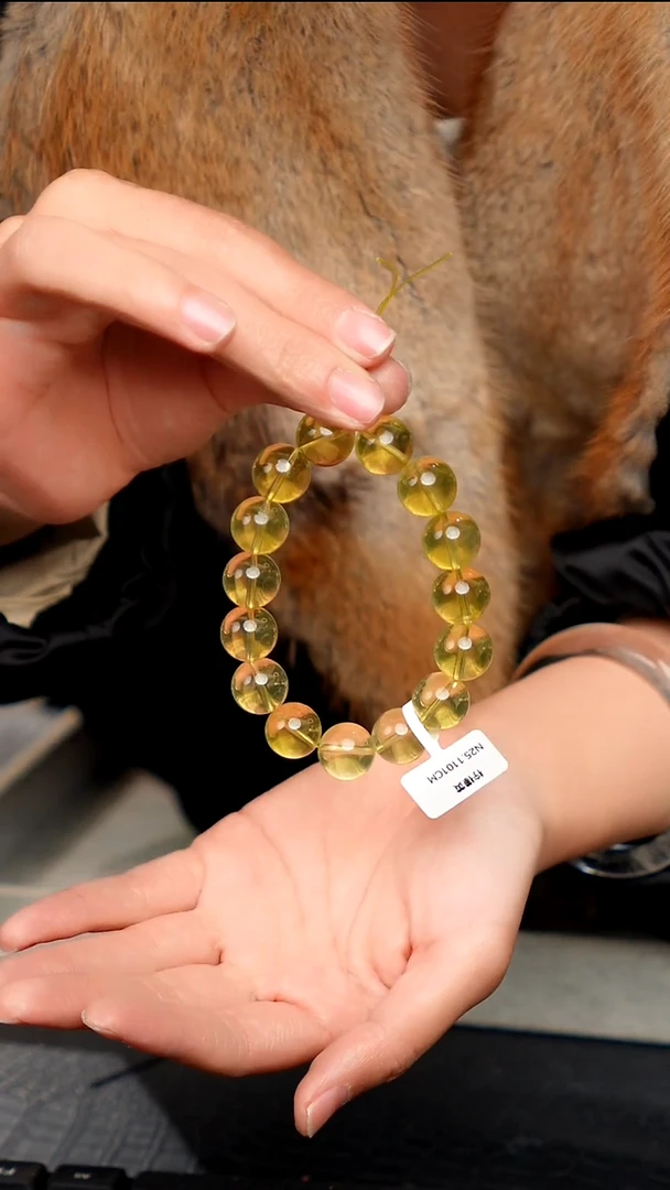 水晶摆件未镶嵌天然黄水晶手链14mm