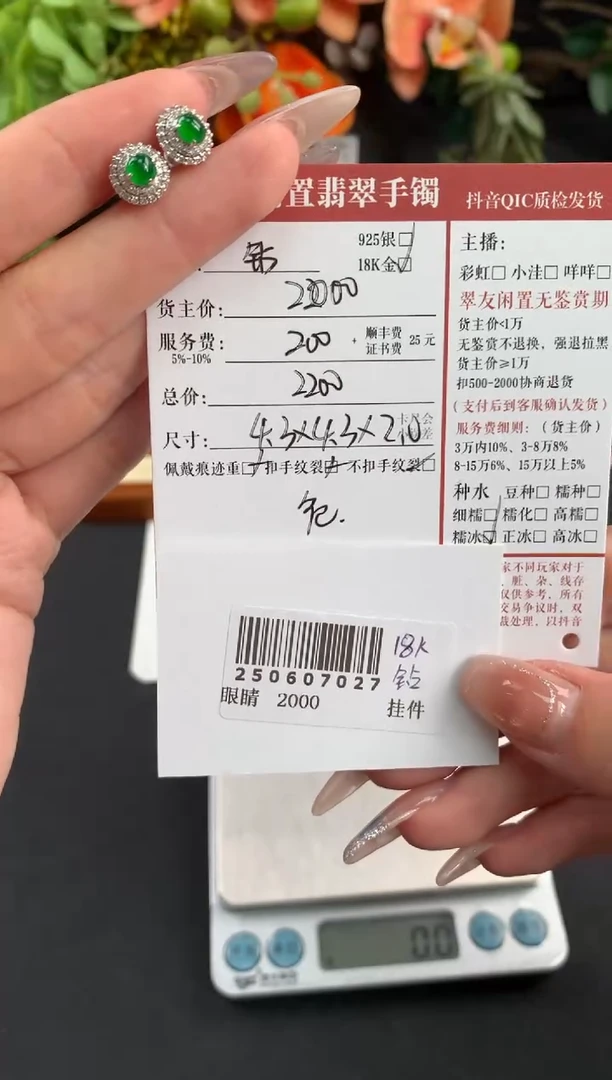 18K金镶嵌翡翠耳饰姐姐250607027